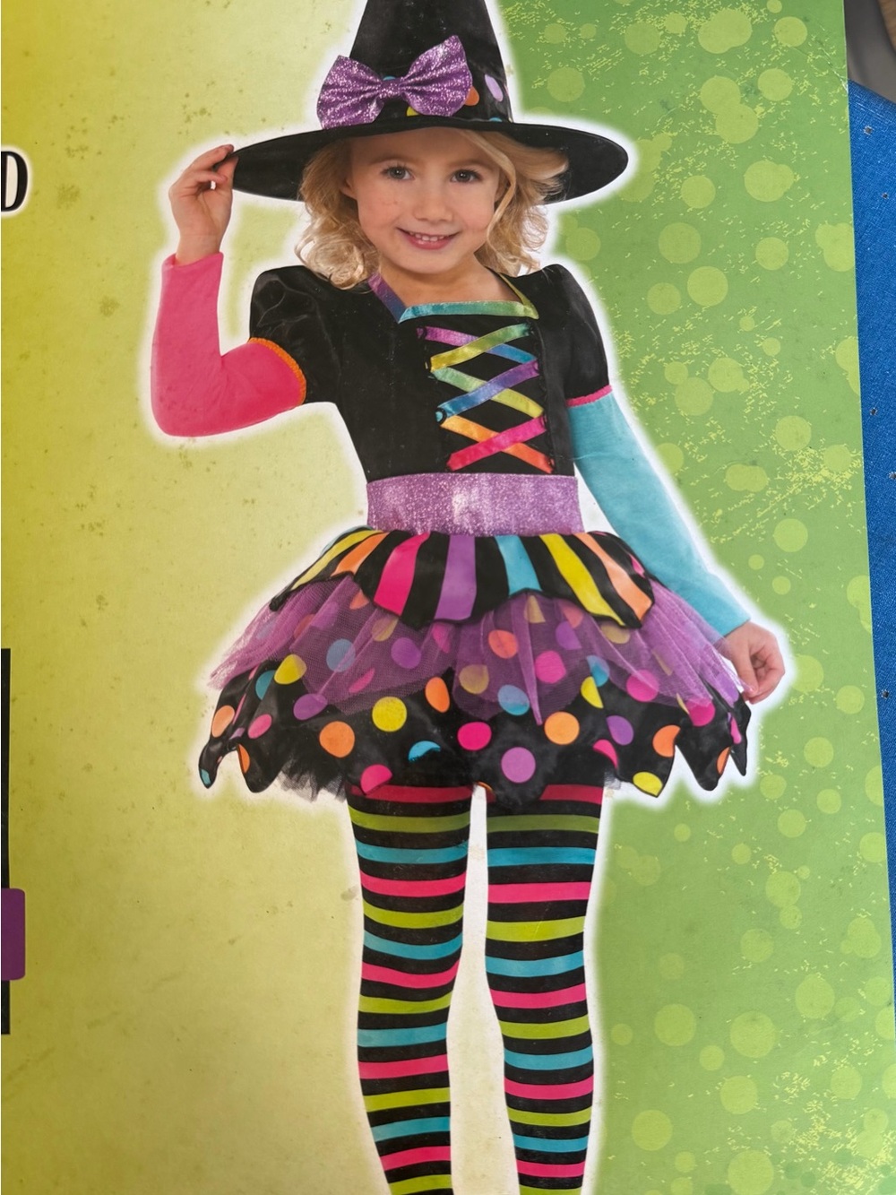 Party City Purple, Multicolor Striped Girls Witch Costume Dress